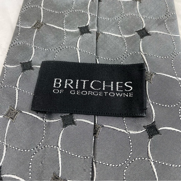 🔥NWT Britches Of Georgetowne Gray Tie 100% Silk Made By Hand In America - Picture 8 of 8